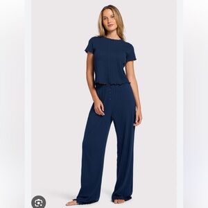 Nuuds Pointelle PJ set - Navy